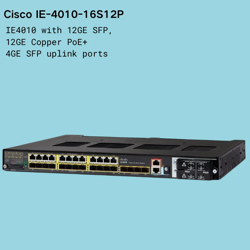 For Cisco IE-4010-16S12P Managed Industrial Ethernet Switch with 16 X SFP Ports 12 X PoE+ Ports QoS 128 Gbps VLAN Support