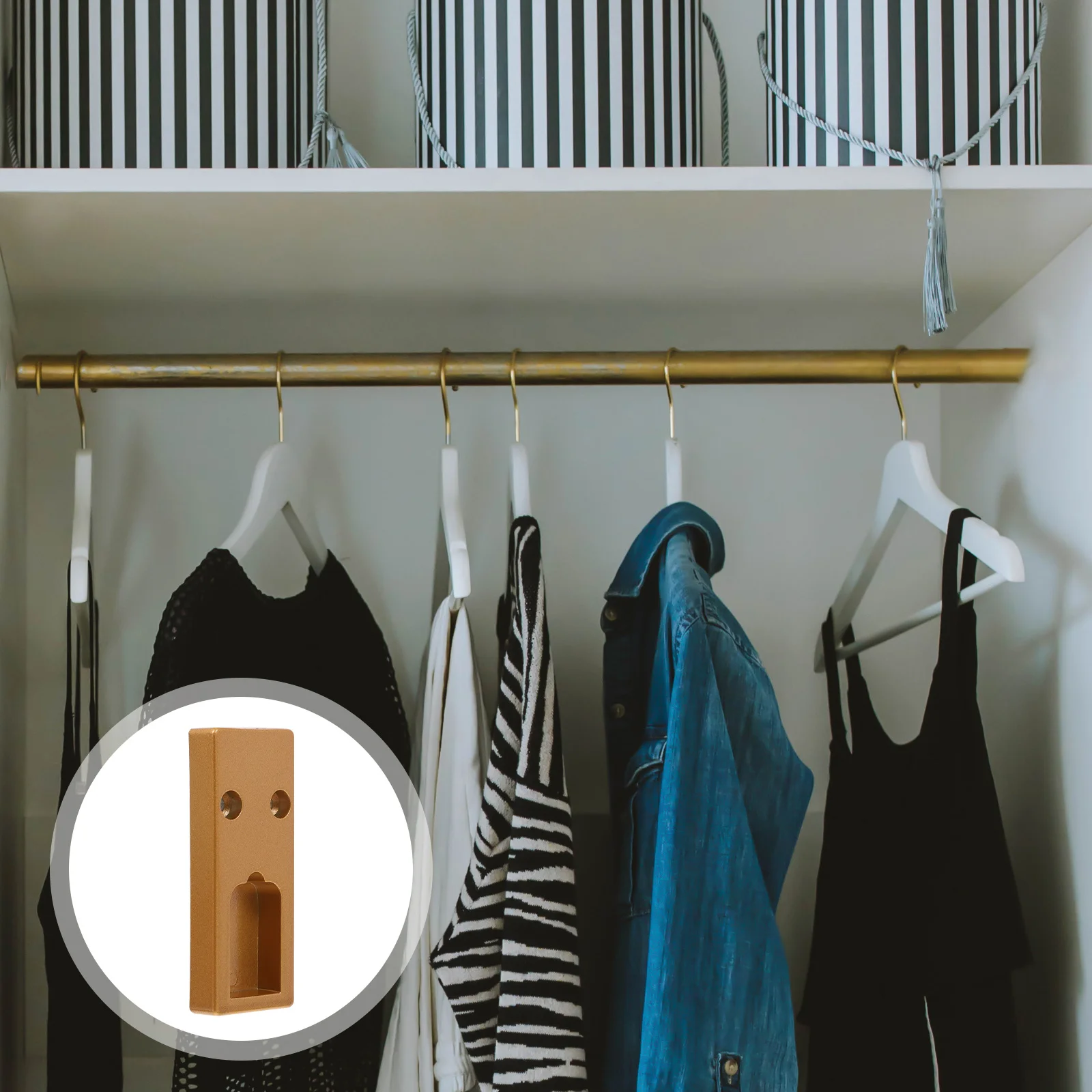 

2Pcs Closet Rod Bracket Wardrobe Heavy-Duty Rectangular Metal Flange Rod Holder Closet Pole Support Bracket