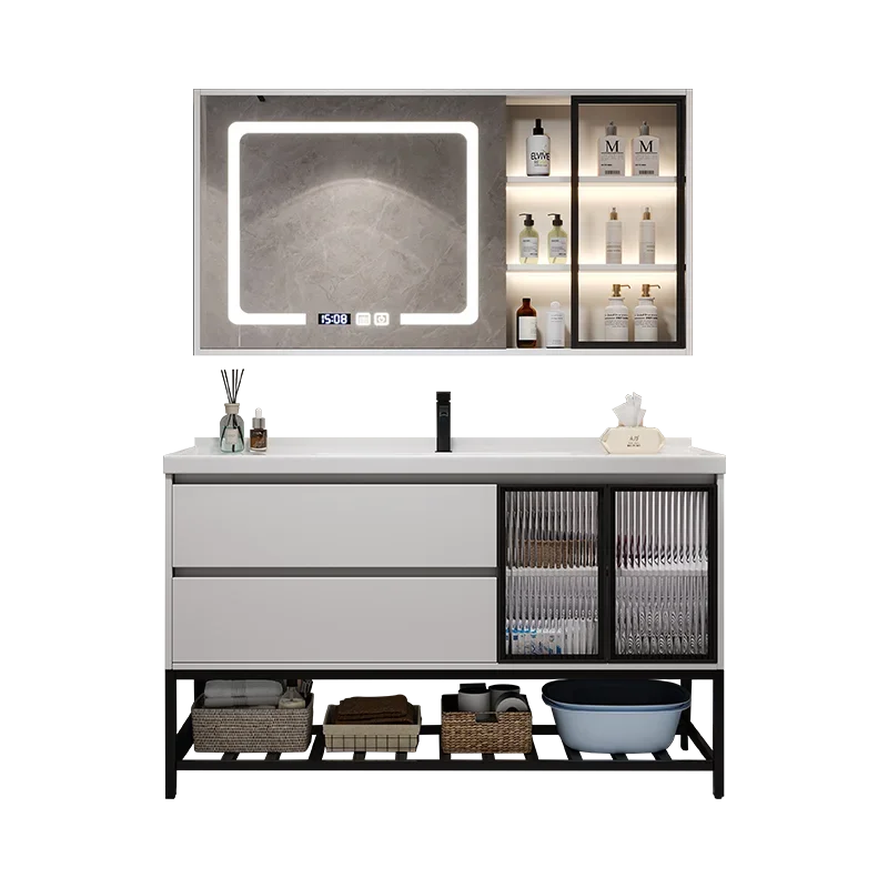 Bathroom Storage Open Cabinets Cabinet Washbasin Mdf Double Vanity Sink Pvc Medicine Furniture Luxury Wall Shelf Space Saving Wc