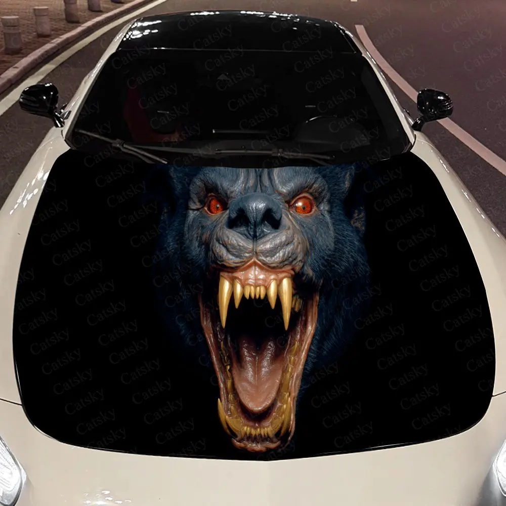 

Powerful Angry Werewolf Auto Cover Sticker, Waterproof and Self-adhesive Auto Hood Decal, Auto Vinyl Wraps, Cool Car Exterior De