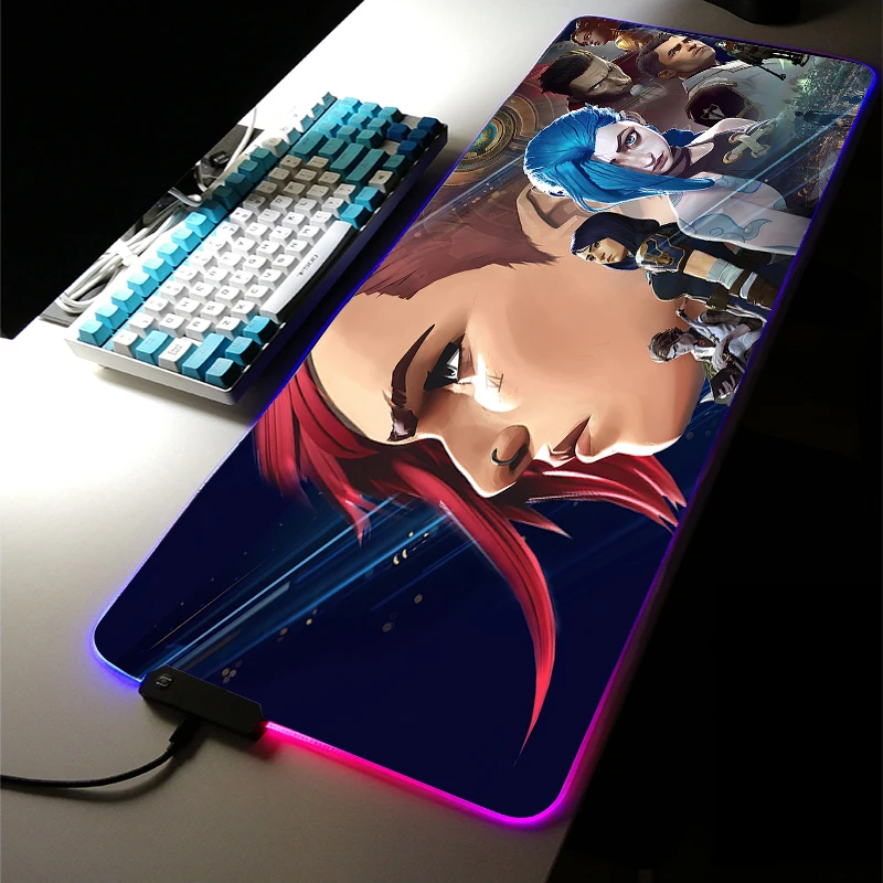 

Drop Shipping JINX RGB Led Mouse Pad Arcane Non-slip Large MousePad VI Gaming Accessories Rugs Mouse Mat Keyboard LOL Desk Mat