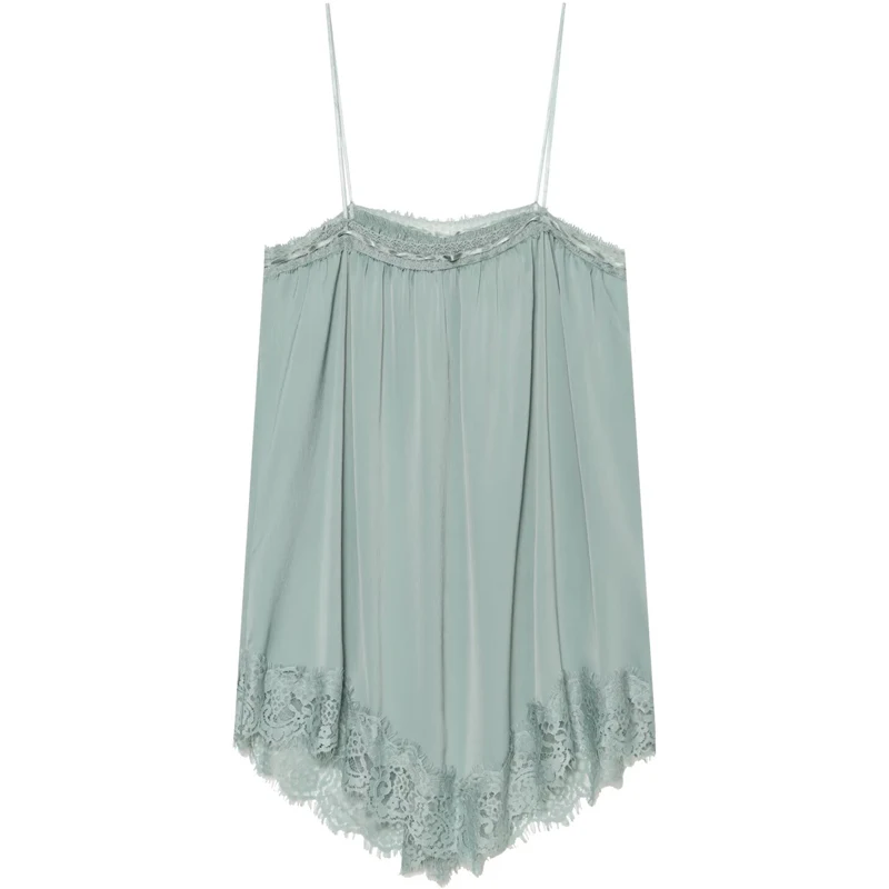 HXAO Damen Sommer 2026 Locker sitzendes Spitzen-Top mit Schleife, ärmellos, rückenfrei, mit Spaghettiträgern, Strandtop – Detail 5