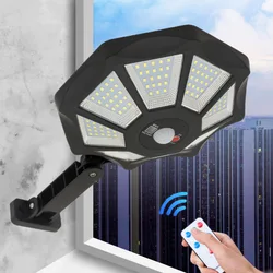 Lampada da parete per esterni con sensore per lampioni solari con superfici a 168 LED Ampio raggio di illuminazione Luce esterna ad energia solare per cortile