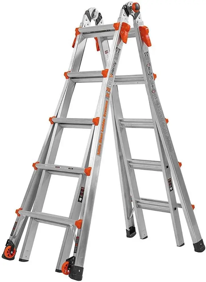 Ladder Systems, Velocity with Wheels, M22, 22 Ft, Multi-Position Ladder, Aluminum, Type 1A, 300 lbs Weight Rating,