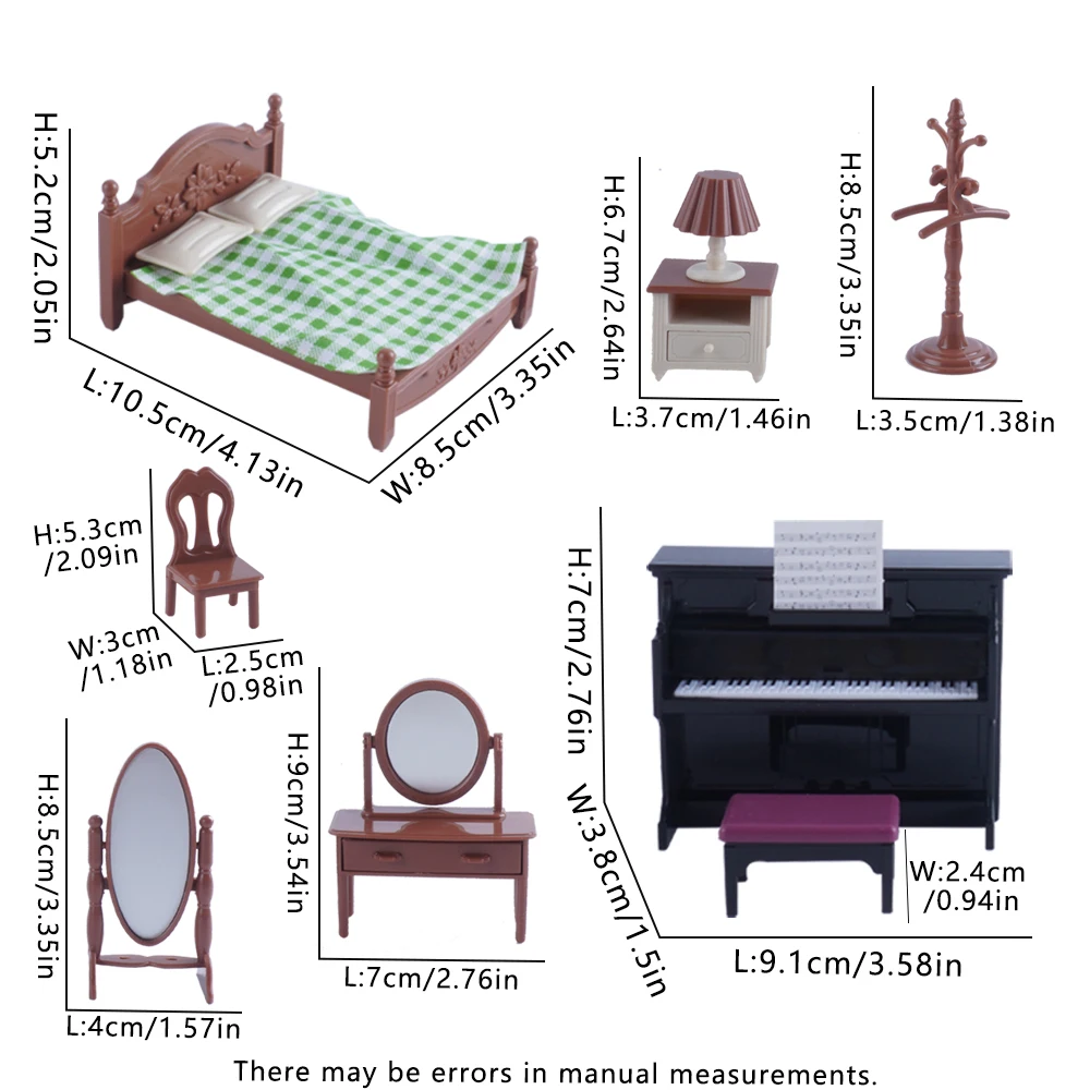 SENGTONGLE-E05 ensemble de chambre à coucher maison de poupée meubles miniatures semblant jouer maison de poupée accessoires pour garçon fille cadeaux