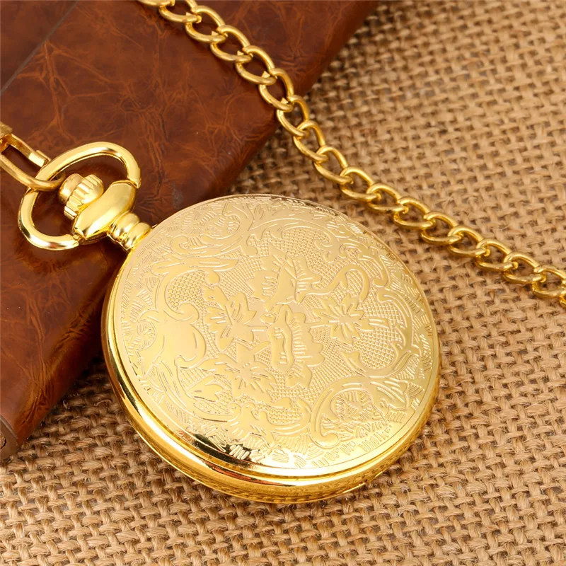 Reloj de bolsillo analógico de cuarzo para hombres y mujeres, reloj de pulsera con esfera de número romano, con cubierta de abeja ahuecada antigua, cadena colgante de collar