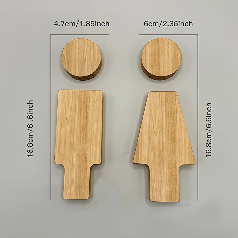 2PCS Wooden Bathroom Sign for Men's and Women's Restroom Doors Suitable for Home and Office, Bathroom Accessories - view 3