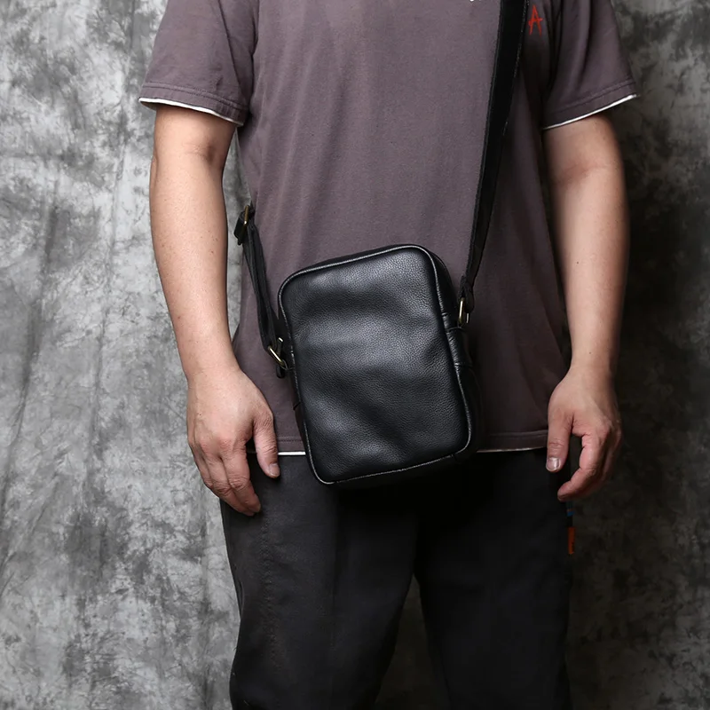 NZPJ Echtes Leder Herren Umhängetasche Lässige Umhängetasche Natürliches Rindsleder Vertikale Herrentasche Trend Tablet Computertasche – Detail 4
