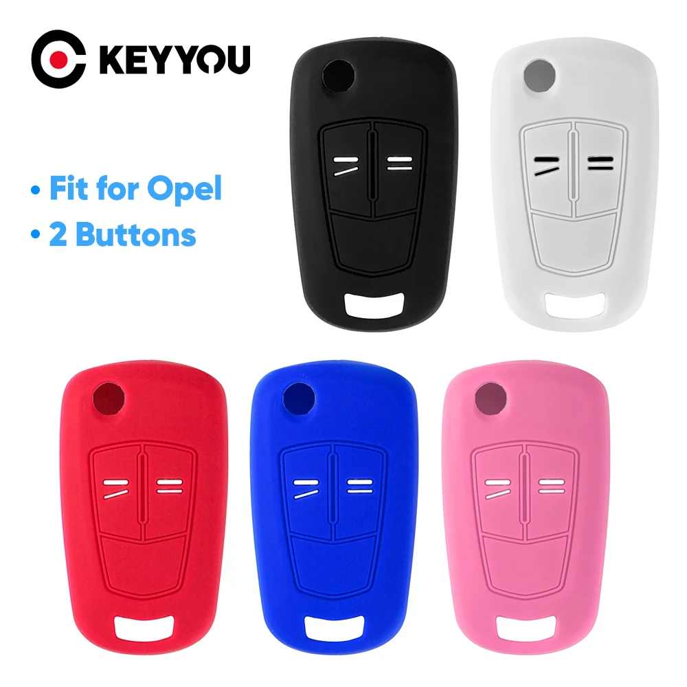 KEYYOU Silicone Flip Car Key Case Cover For Vauxhall Opel Corsa Astra Vectra Signum Keychain Remote Key Protection Fob 2 Buttons