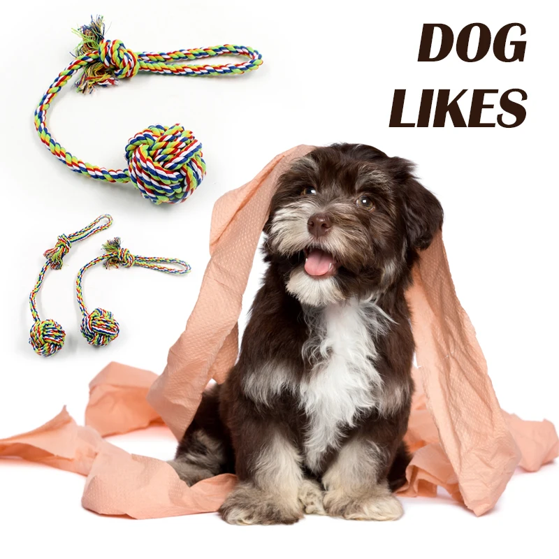 2pcsPet Cotton Rope Long Tail Ball Cat Toy Hand-woven Bite-resistant Molar Cleaning Dog Interactive Toy Pet Supplies Wholesale