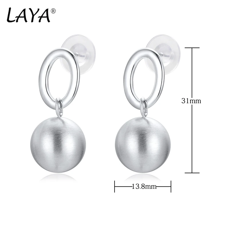 Modern Jewelry 925 Silver Needle High Quality Brass Silver Color Round Ball Oval Ring Drop Earrings For Women Girl Party Gift