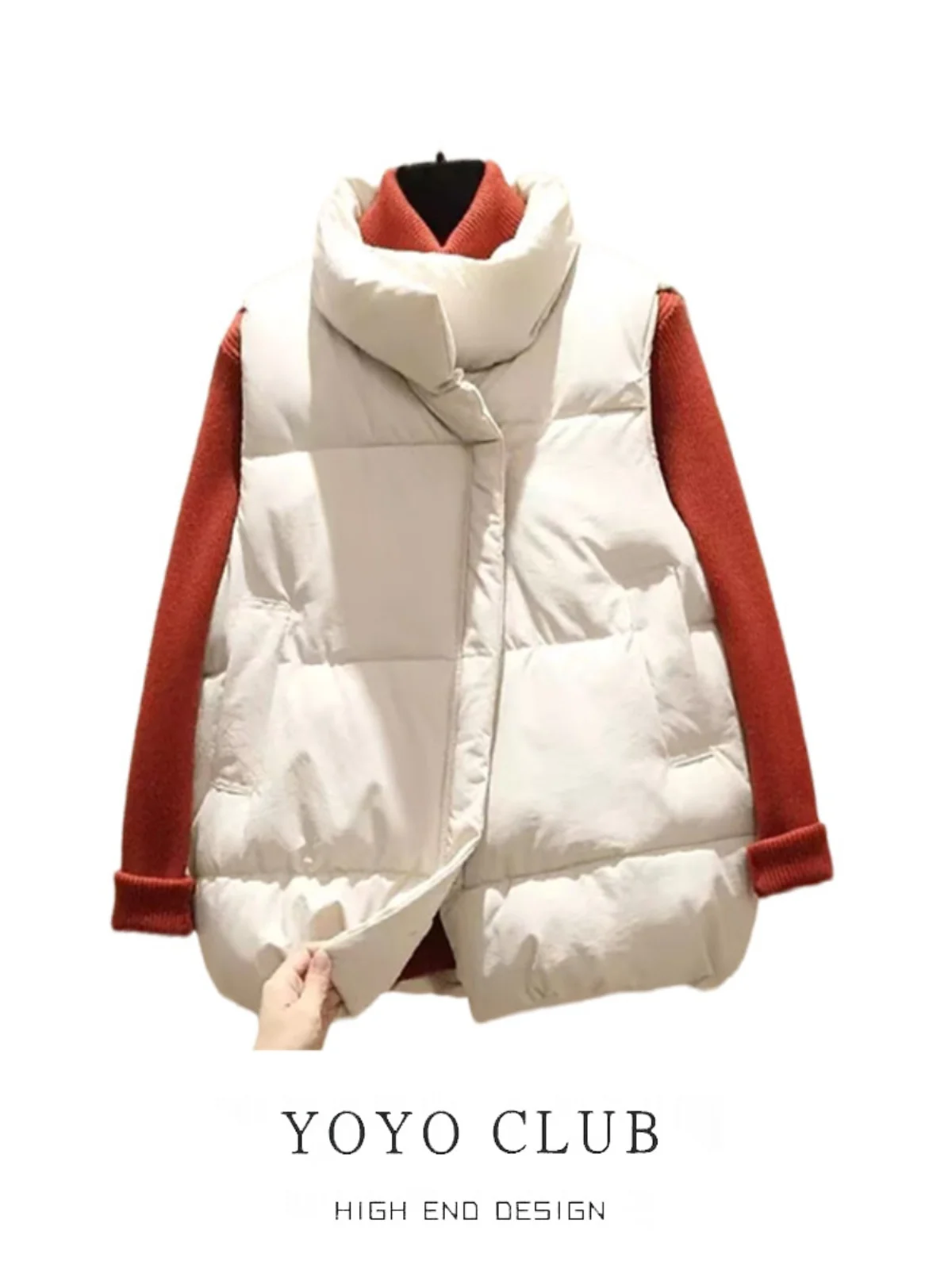 

Versatile Loose Women's down Cotton Vest Autumn Winter plus Size Faion Outerwear Jaet Stand Collar Regular Length