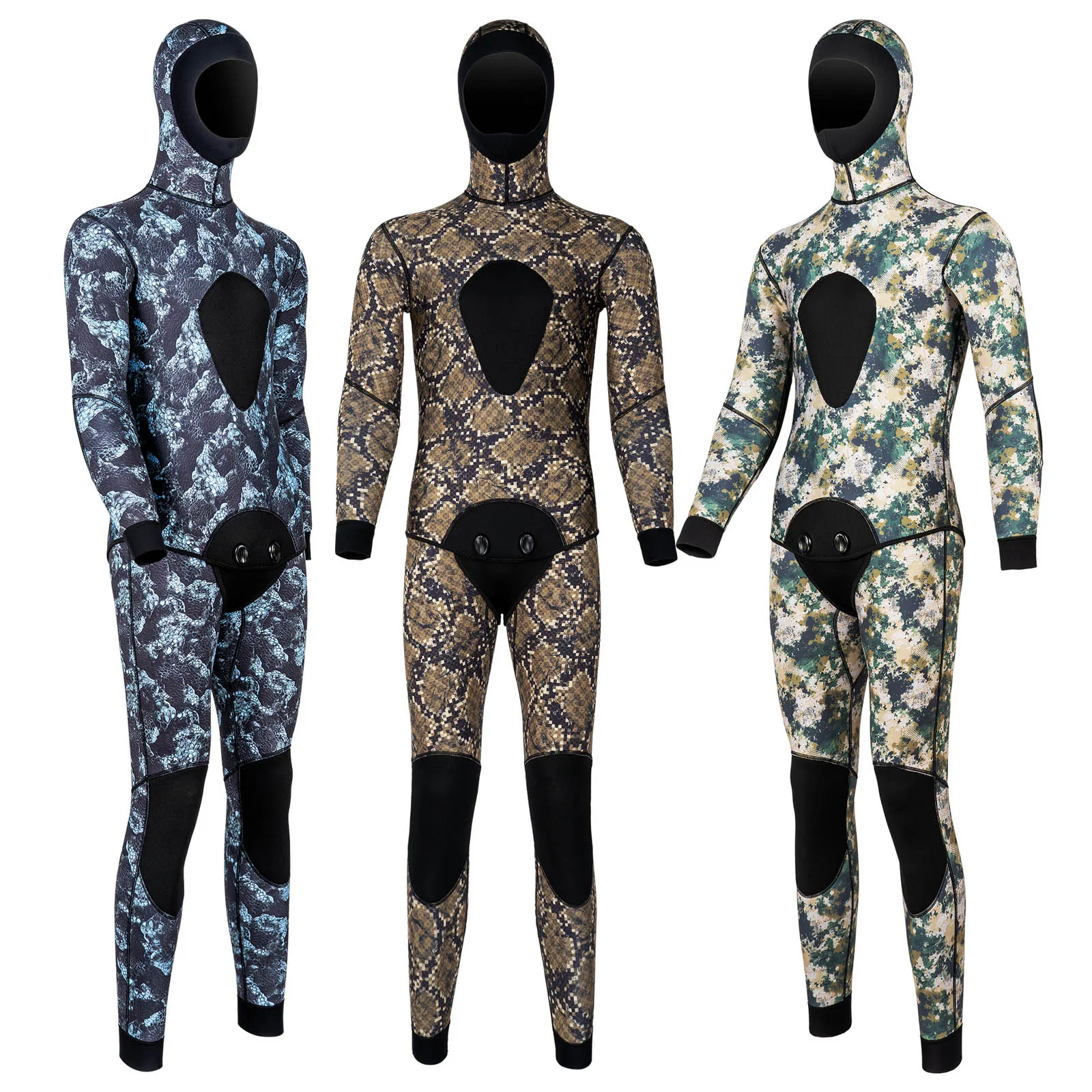 3 مللي متر طباعة بذلة رجالي كم طويل النيوبرين قطعتين مقنعين بدلة غطس بلوزات وسراويل الدفء الغوص تصفح بحر #2