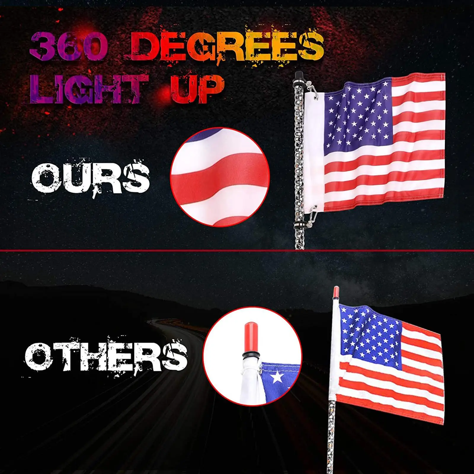 2Pcs LED Whip Lights RGB 360 Twisted Chasing Color Remote Control Lighting Fit for UTV ATV Truck Boat Sand Buggy Motorcycles