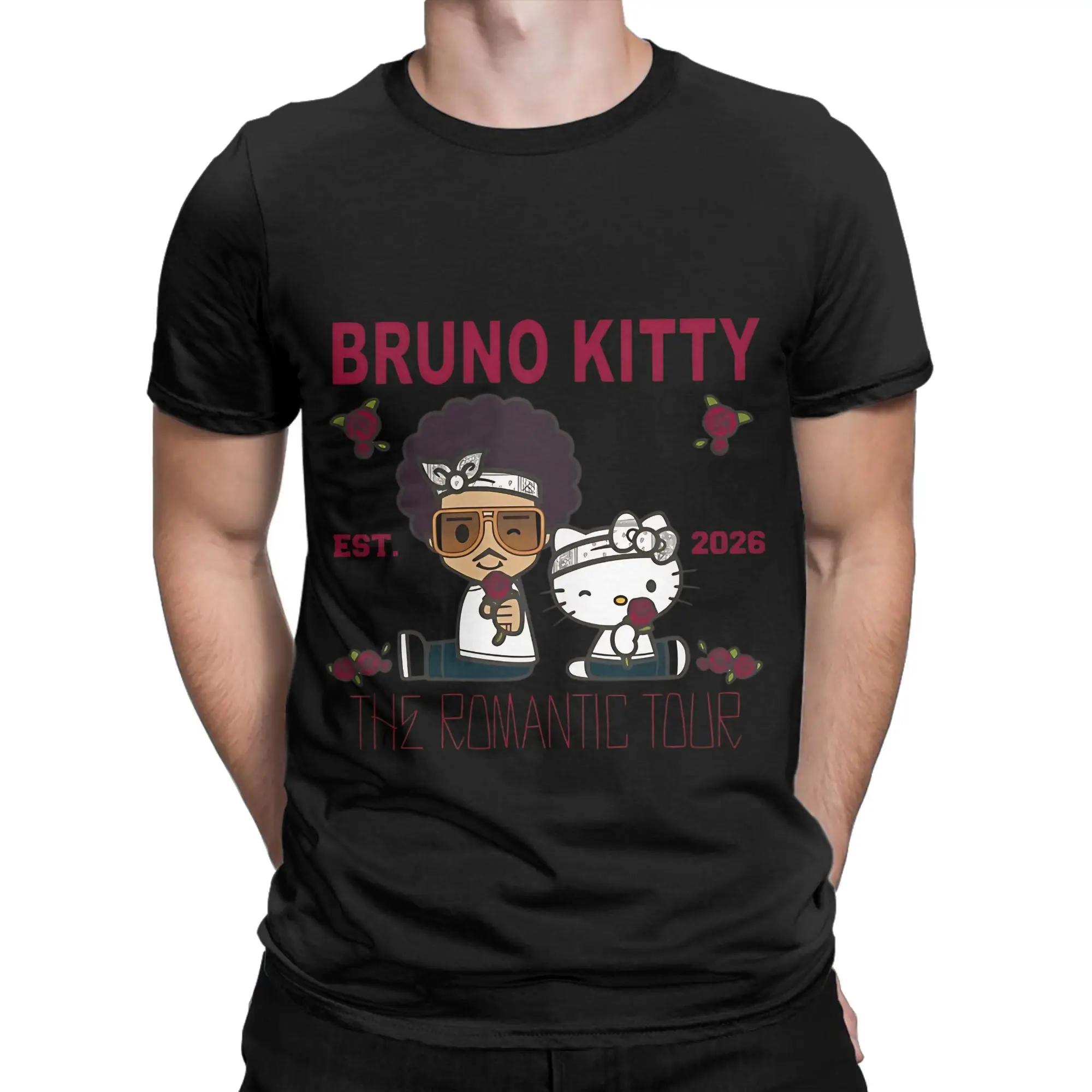 Bruno Kitty The Romantic Tour 2026 Mashup Lustiges Grafik-T-Shirt aus 100 % Baumwolle Bruno Mars T-Shirts Tops für Männer – Detail 1