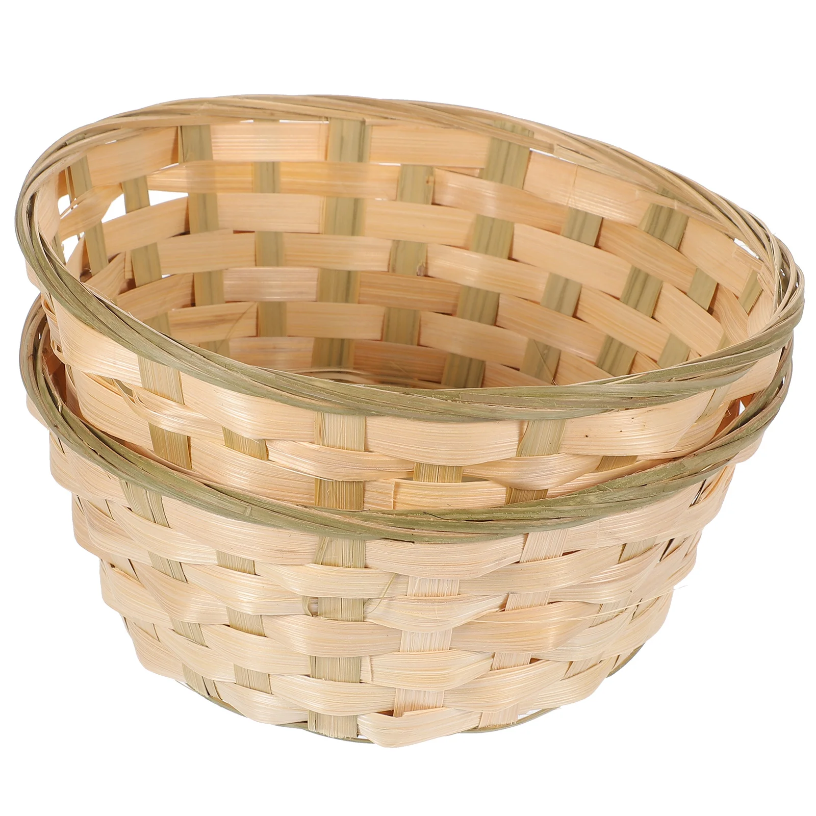 2 Pcs Round Bamboo Basket Without Handle Woven Seaweed Baskets Easter Egg Child