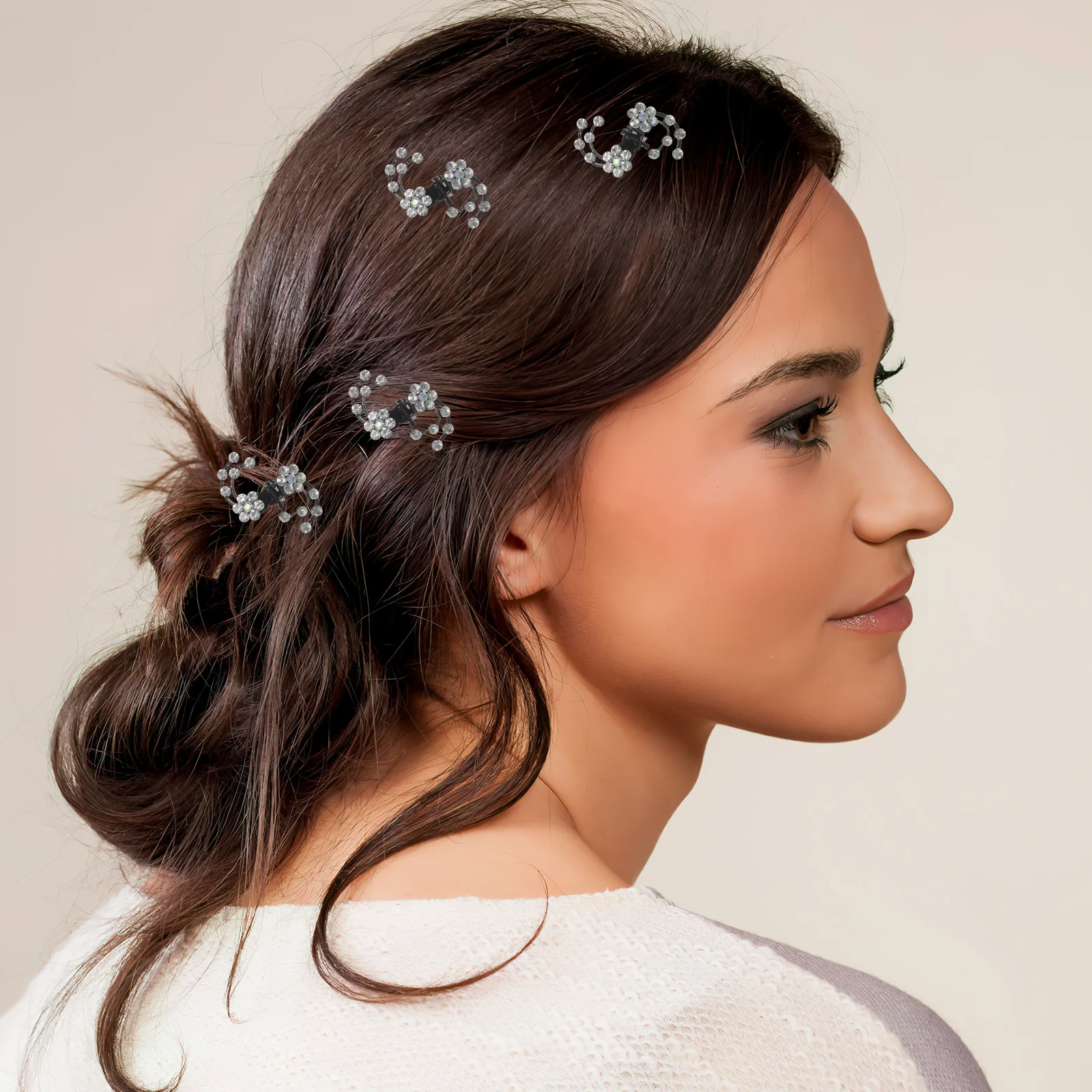 Mini pinces à cheveux en forme de fleur de prunier, 6 pièces, épingle à cheveux en strass, légères et élégantes pour femmes et filles, spéciales