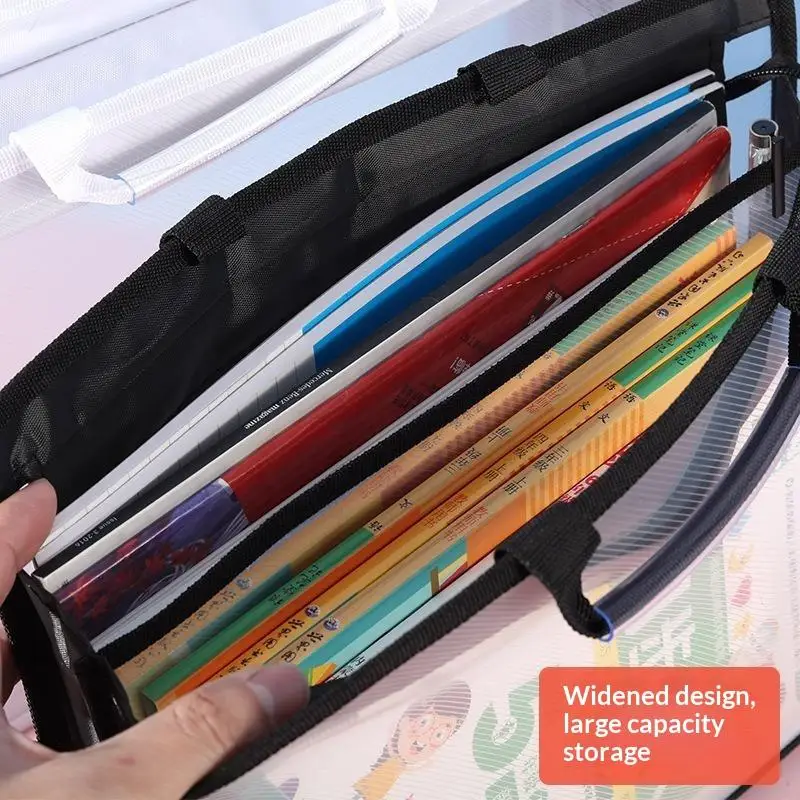 Portable Organizer for Document Textbook Description: Transparent A4 Stereoscopic PP Storage Bag Odorless Water-resistant