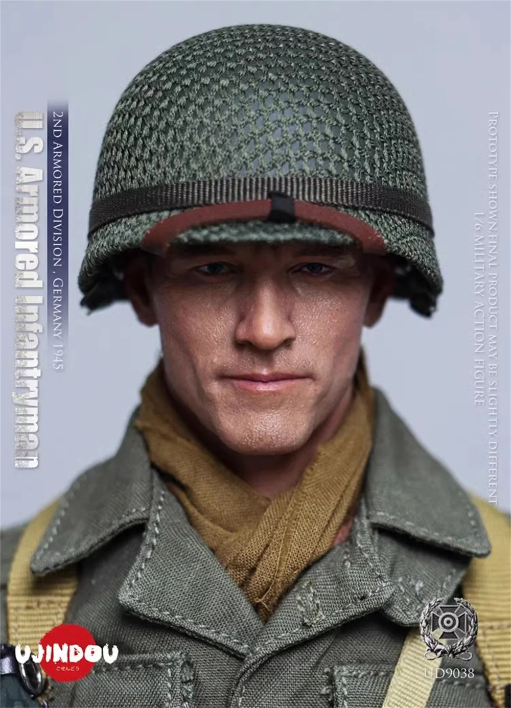 1/6 UJINDOU UD9038 US. Soldier Doll Figure Mini Toys Model Helmet with Net Gloved Hand Belt Model For 12