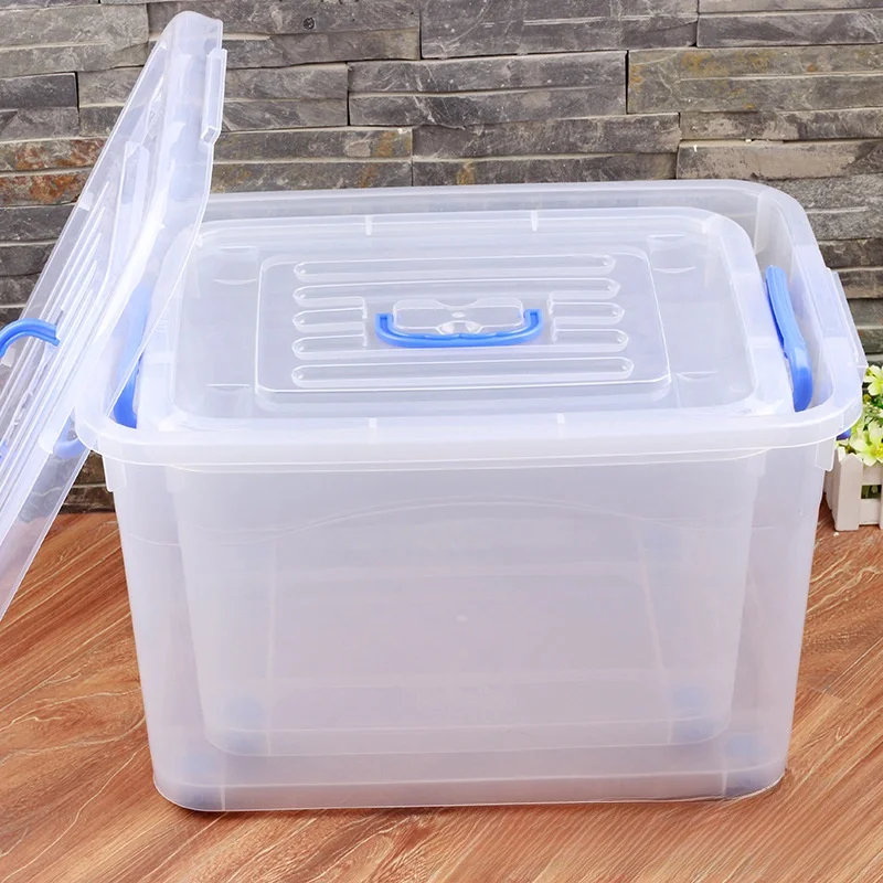 

Thickened Large Capacity Transparent Plastic Storage Box with Wheels for Car And Home Use Toy And Clothes Organization Box