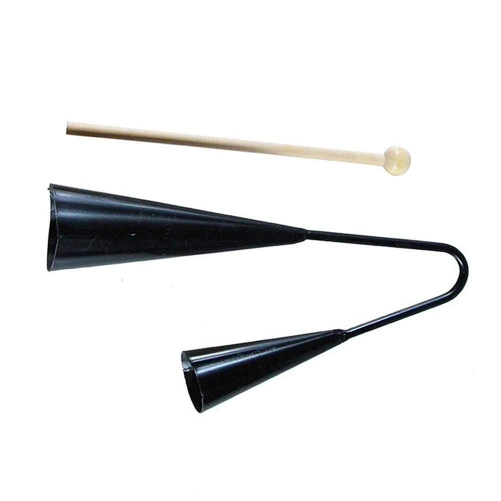 

Metal Agogo Bell Black Traditional Small Musical Two Tone Kids Beater Instrument Early Education Samba Percussion