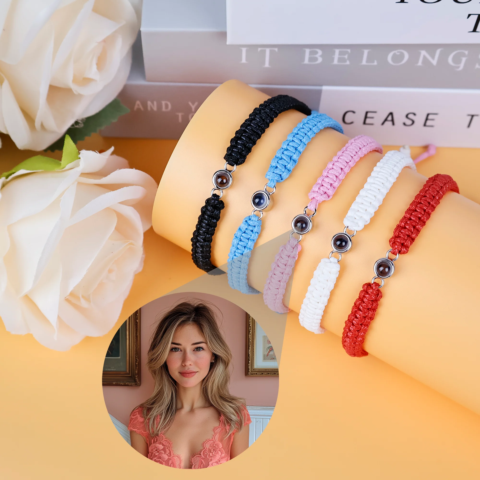 

Custom Photo Projection Bracelet With Picture Inside Handmade Bracelet For Women Couple Accessories Valentine's Day 520 Gift