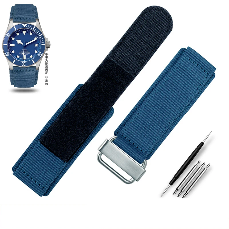 Tkane nylonowy pasek do zegarka do Breitling Panerai dzwonek Ross męski pasek do zegarka bransoletka 22mm 24mm rozszerzona wersja uniwersalna