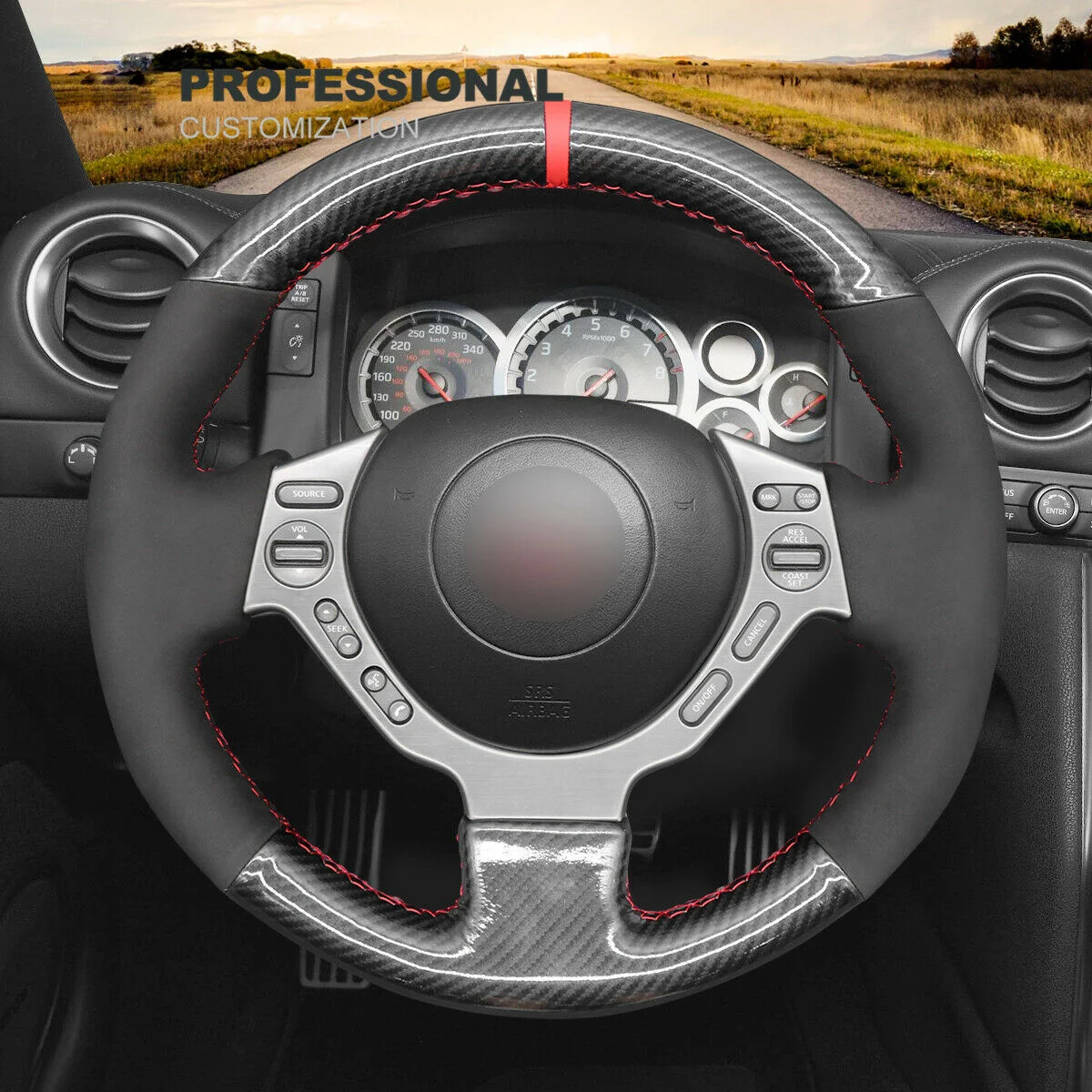 

Black Synthetic Suede Steering Wheel Cover For Nissan GT-R (Nismo) 2009 2010 2011 2012 2013 2014 2015 2016 Car Accessories