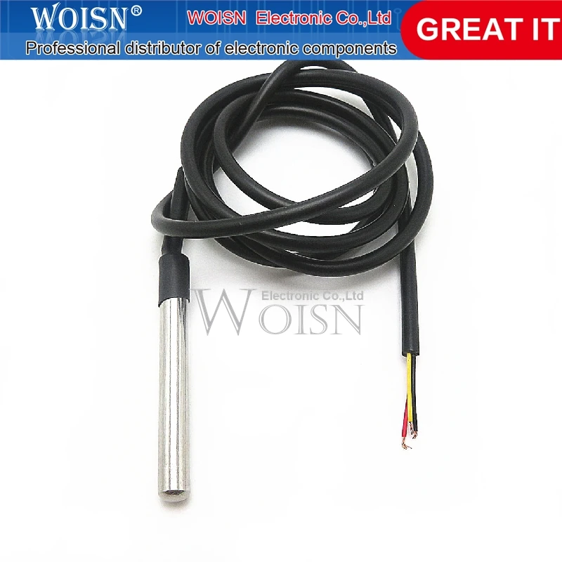 

10pcs/lot Stainless steel package Waterproof DS18B20 temperature probe Temperature sensor 18B20 (1 meter long)