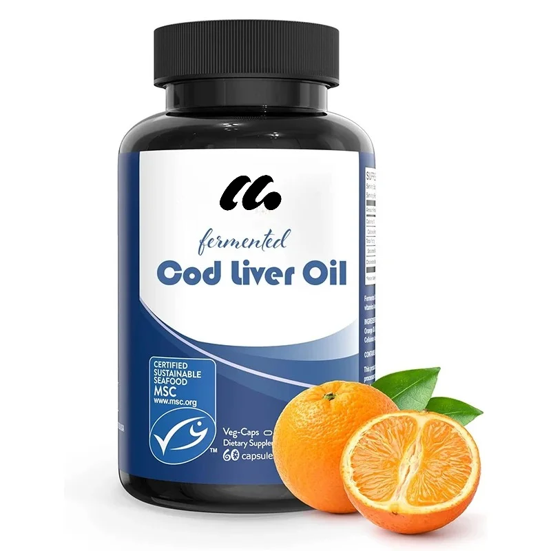Fermented Cod Liver Oil, Orange Flavor, Vitamins A and D, Omega-6-9, 60 Capsules