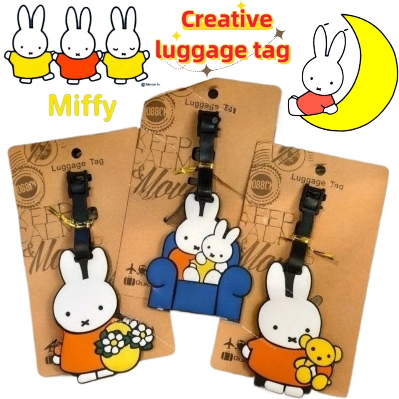 

Miffy Rabbit anime Surrounding Cartoon Cute Luggage Tag Creative Personality Travel Shipping Anti-lost Tag Hanging Decoration