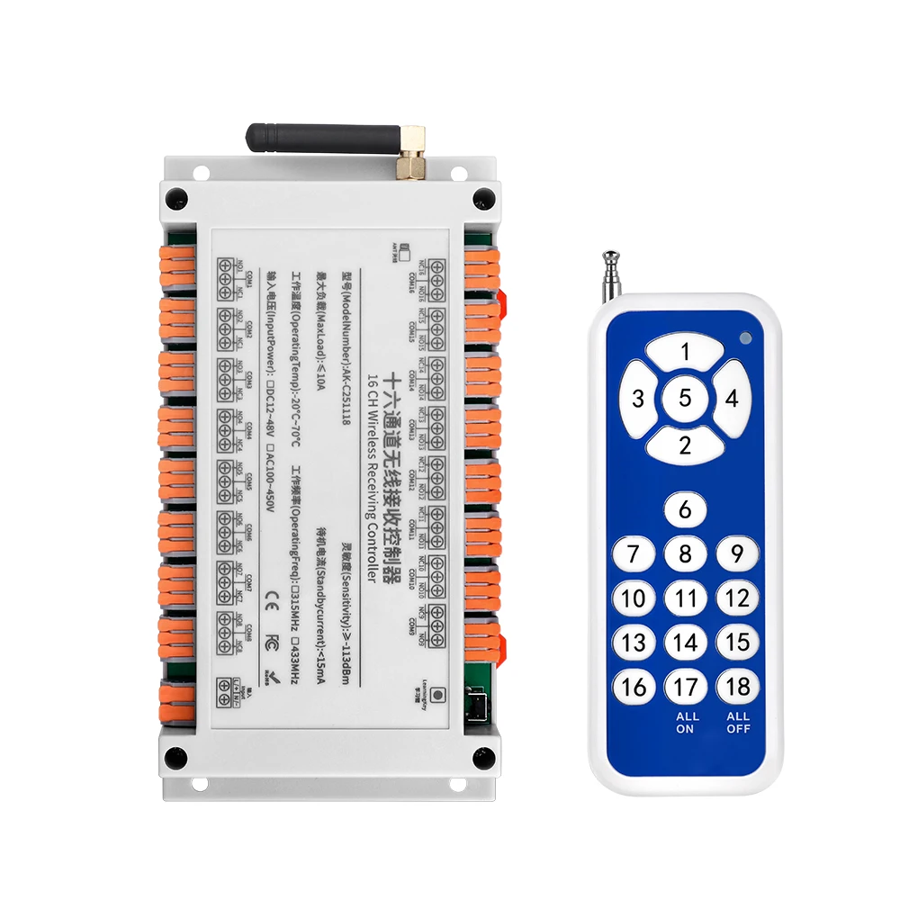 AC110V 220V  10A 16CH RF Wireless Remote Control switch   1000 m  Agriculture security industry farm  control