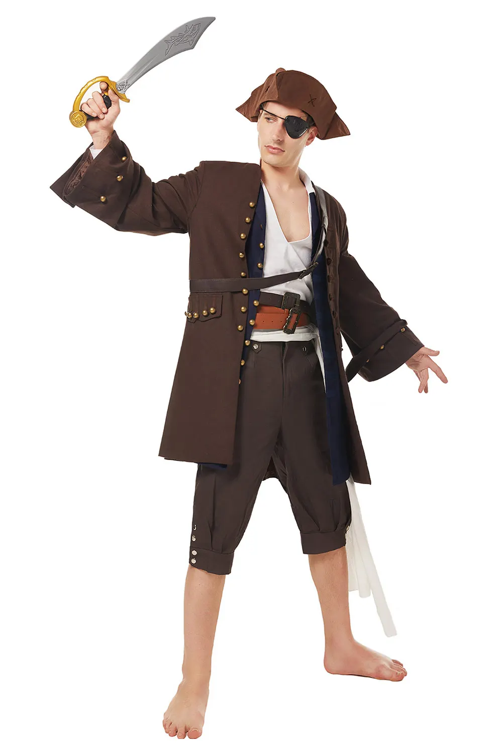 Pirates Jack Cosplay Anime Costume Jacket Vest Belt Shirt Pants Outfits Fantasia Men Halloween Cainival Party Disguise Clothes