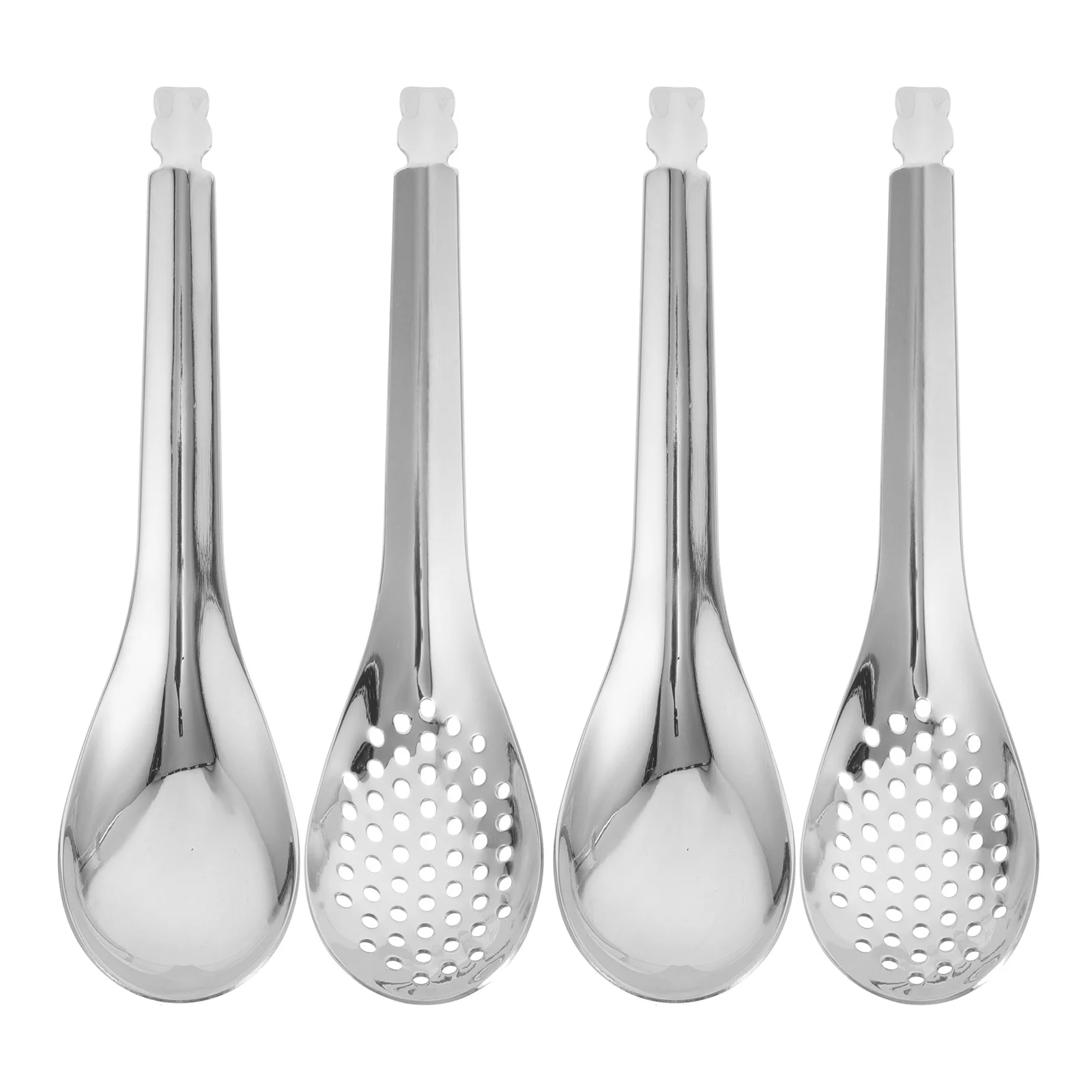 

4Pcs Stainless Steel Filtered Cooking Spoons Slotted Soup Skimmer Spoons Kitchen Buffet Serving Accessories Caviar Spoon