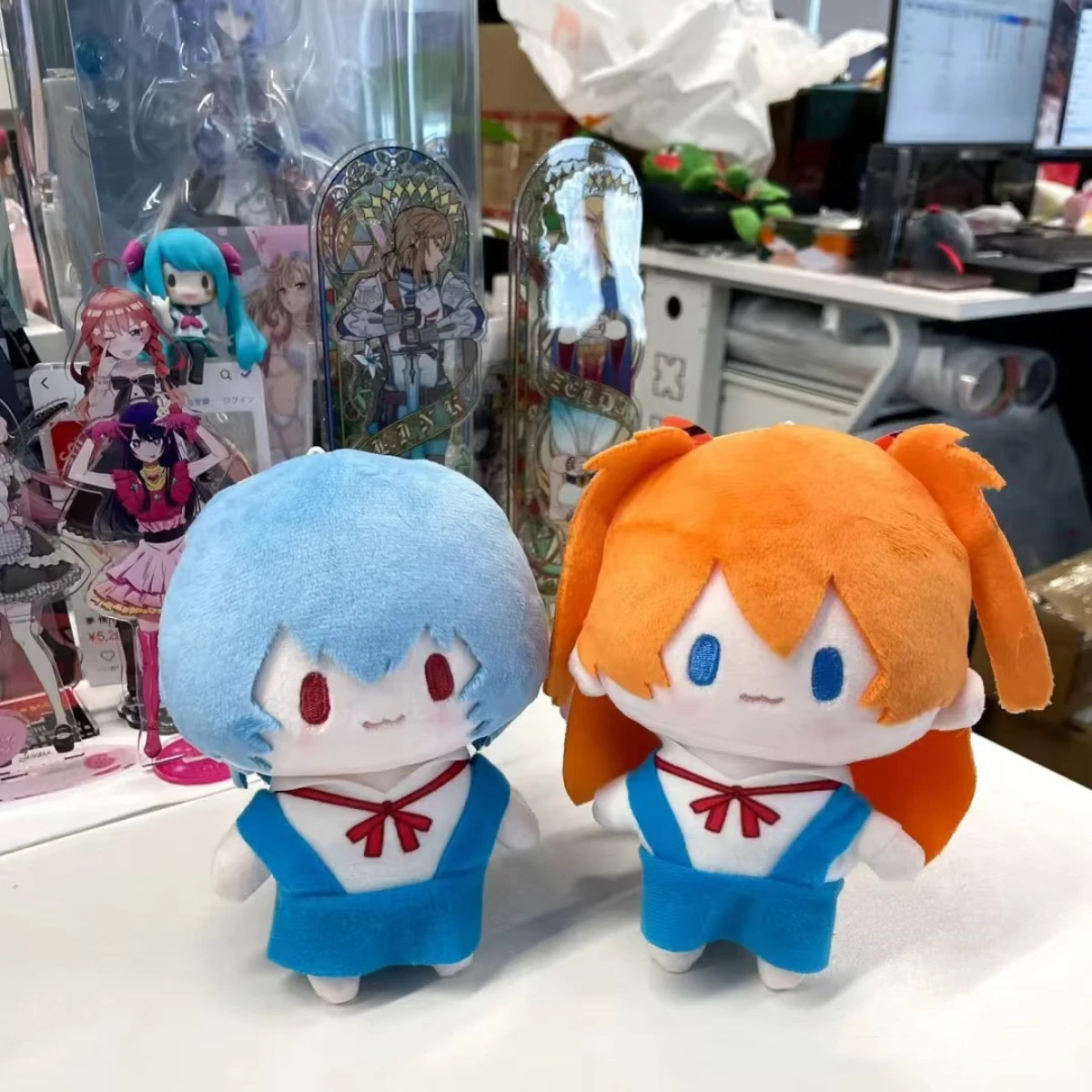 

15cm NEON GENESIS EVANGELION Kawaii Figure Plush Doll Ayanami Rei Asuka Anime Peripheral Bag Pendant Collection Model Toys Gifts