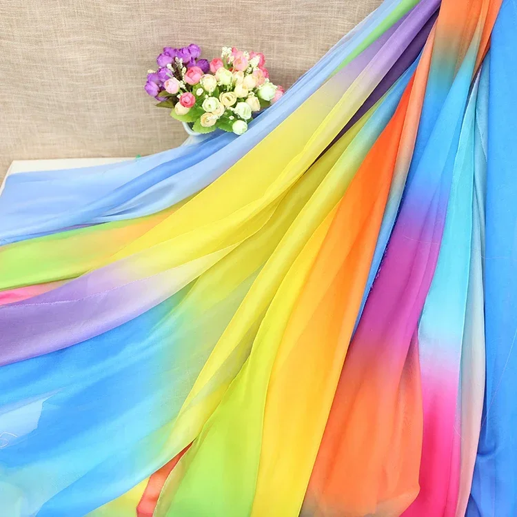 Cosplay Ombre Chiffon 30D Fabric Dancing Dress Scarf Ribbon Fabric Ancient Costume Hanfu Silky Clothing Stage Use