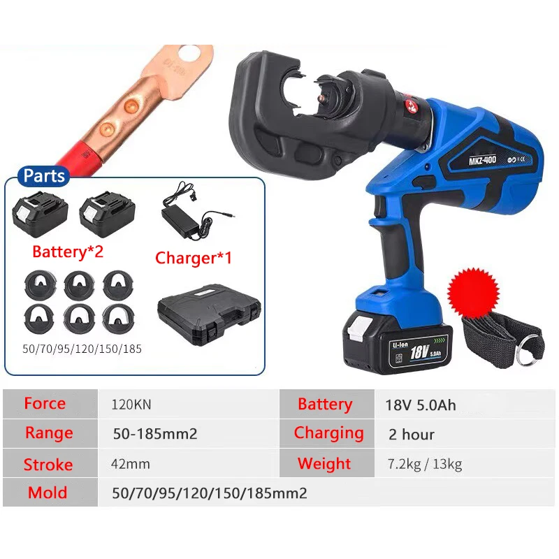Wire Crimping Pliers Point-Type Crimping Machine Electric Hydraulic Pliers 50-185mm2 Copper Aluminum Terminal Crimping Pliers