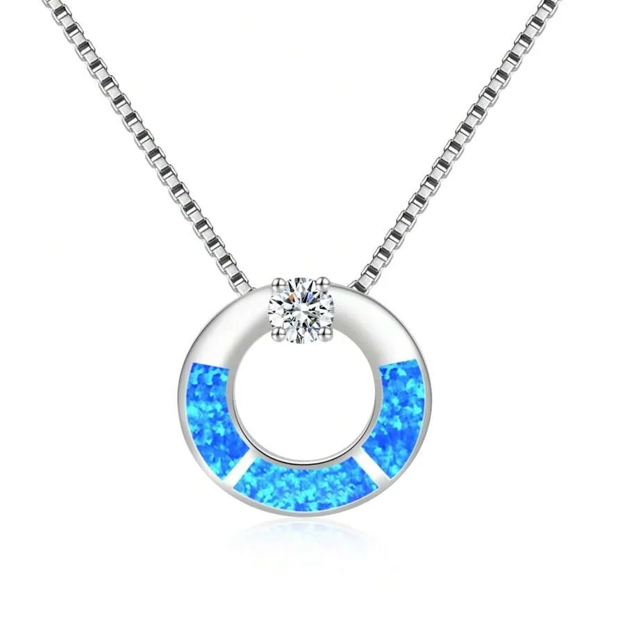 

Elegant Blue Opal Sun Necklace, An Ins-Style Bestseller, Exclusive Wedding Accessory With Opal Pendant. For The Uniquely Beauti