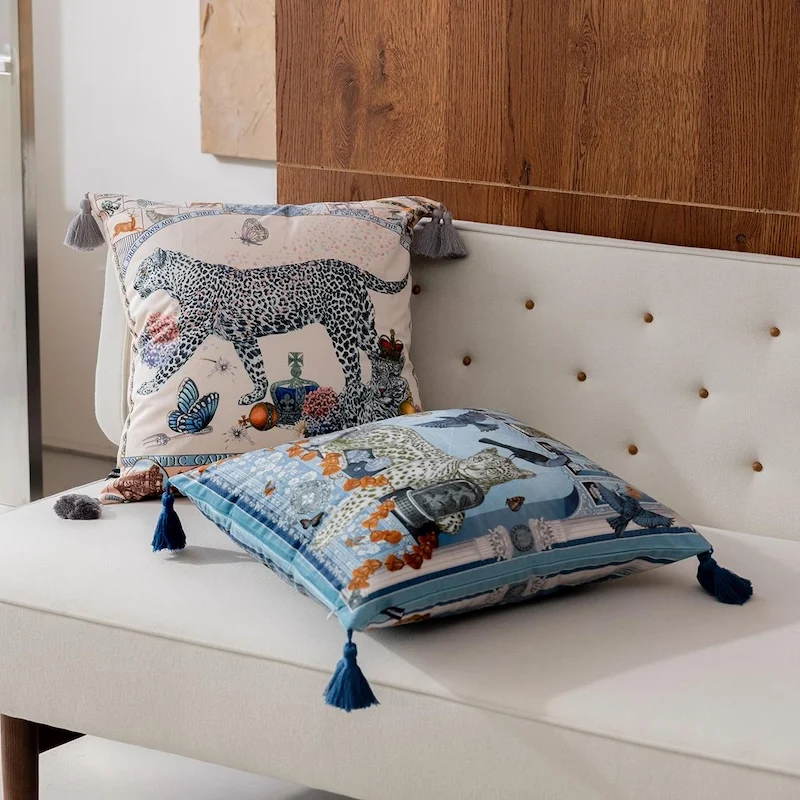 Leopard Pillows Blue Velvet Cushion Case Luxury Jungle Animal Retro Decorative Pillow Cover For Sofa Chair Home Decorations