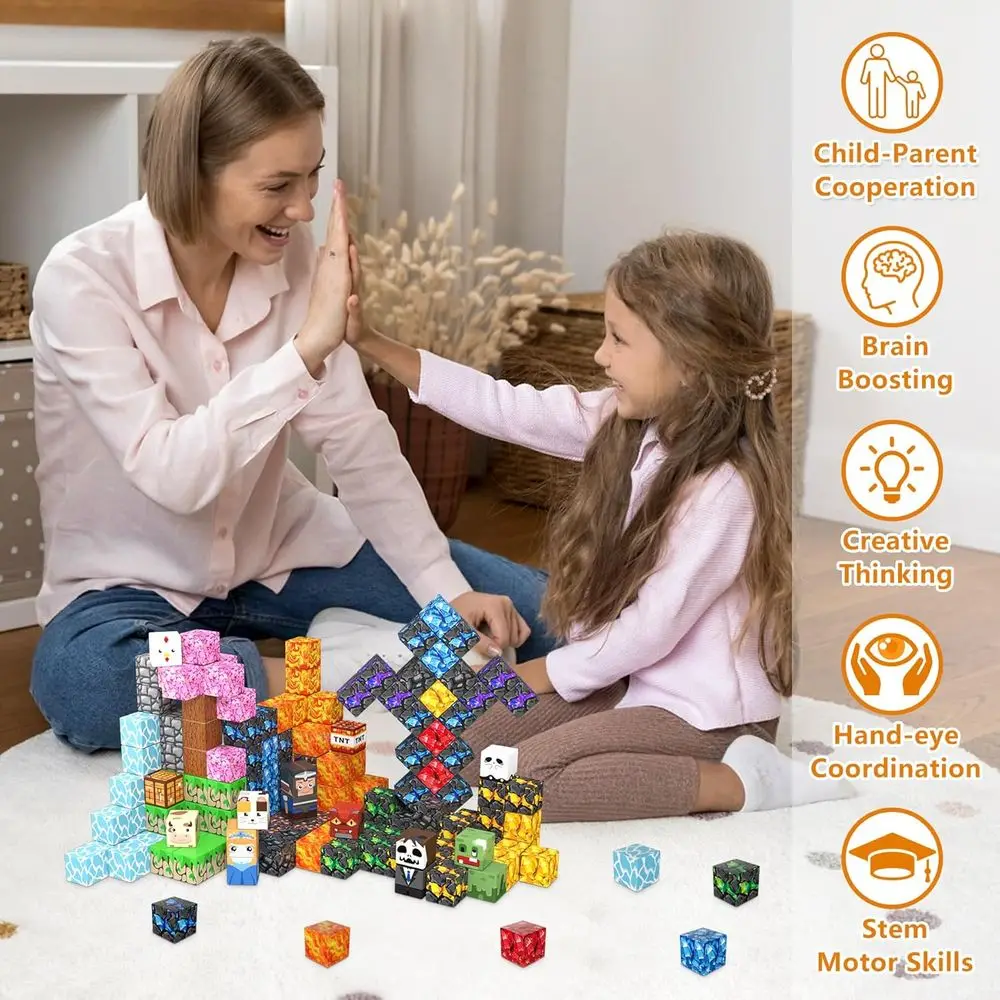 STEM Learning Bloques de construcción magnéticos, juguetes antiestrés para niños, cubos sensoriales para niños pequeños, cubos apilables para regalos de Navidad