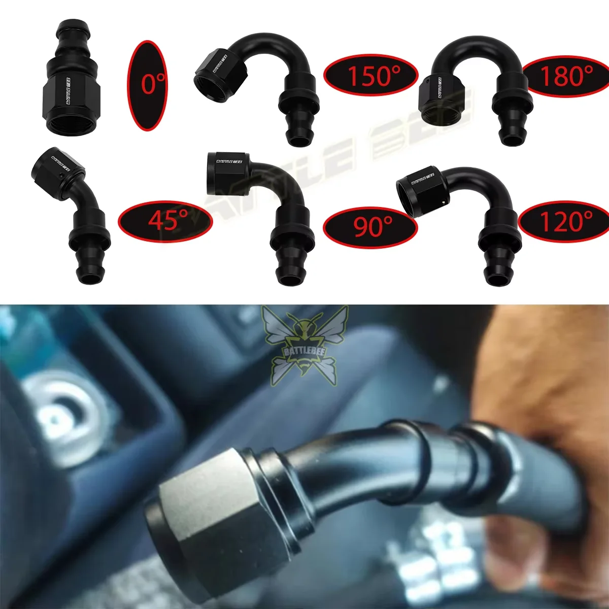 

High-Quality Aluminum Alloy Reusable Push-on Hose End Fittings Adapter AN6/8/10 For Swivel Oil Fuel CPE Line