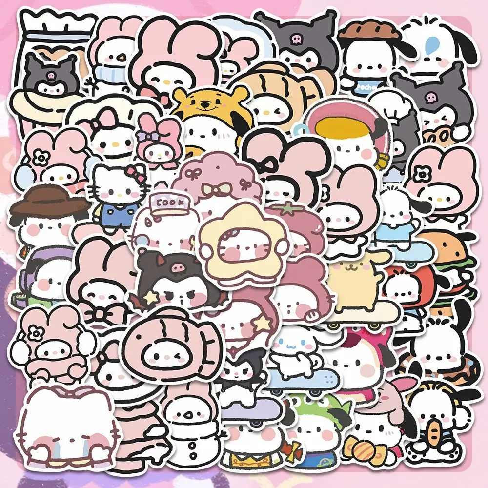 107PCS Cute Q Version of Sanrio Stickers High Value Girl Heart Handbook Phone Cup Lunch Box Stickers Waterproof Children's Toys