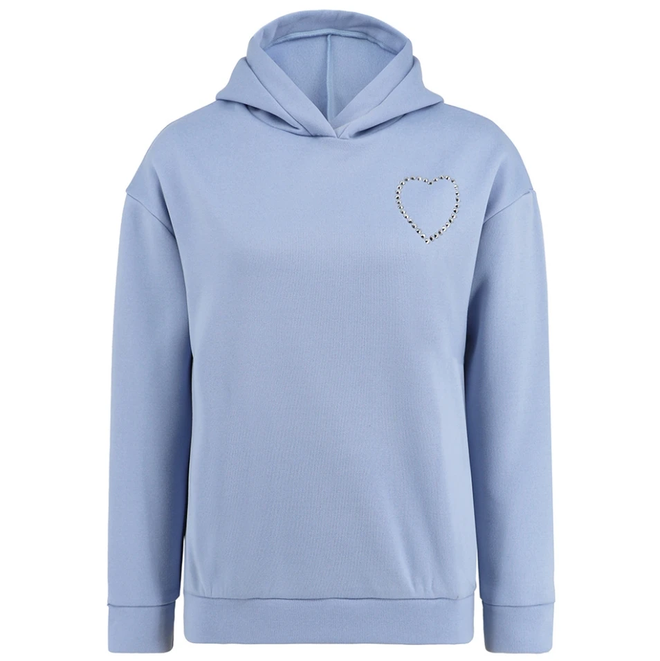 Women Sweatshirts Autumn Fashion Heart Shaped Hot Diamond Hollowed Out Casual Long Sleeved Loose Daily Hoodie Sweatshirts