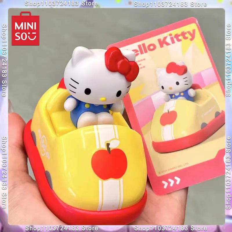 Miniso Sanrio Bumper Car Series Blind Box Trendy Play Cute Hello Kitty Kuromi Pacha Dog Toy Ornament Car Decoration Handmade Gif