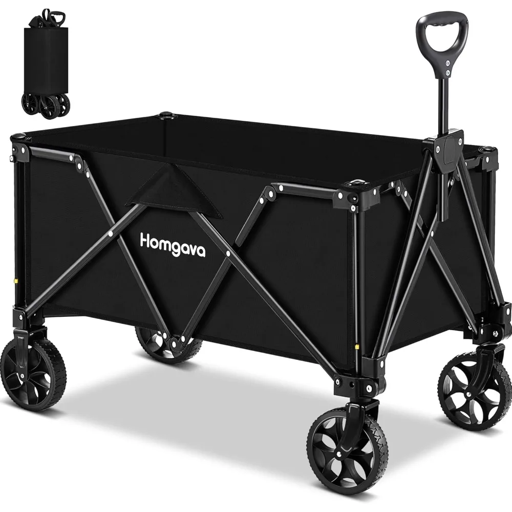 

Collapsible Folding Wagon Cart,Large Capacity Camping Wagon,All Terrain Foldable Wagon,Heavy Duty Utility Wagon Cart for Grocery