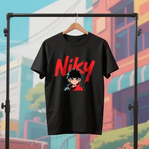 Konstnärlig Niky-logotyp rolig design Scissor Seven grafiskt tryck t-shirt kinesisk anime herrtopp kläder Scribble casual unisex toppar 10 best sales sax sju - №5