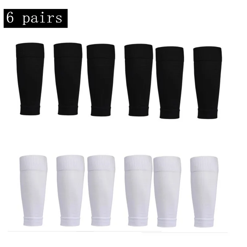 6 pairs New Football Socks Shin Pads Leg Cover Men Women Grip Cutsocks