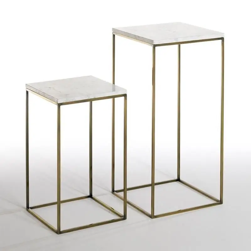 

Modern simple sofa side few marble small coffee table Nordic corner few square wrought iron table