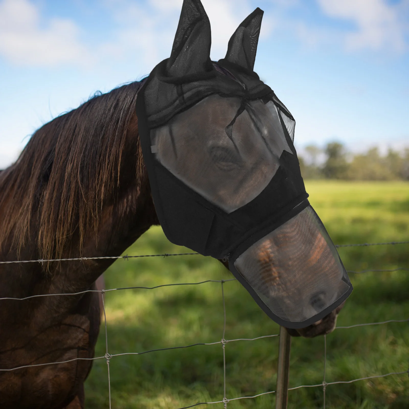 

Mosquito Mask Horse Mesh Breathable Protective The Full Coverage Simple Face Fly Reusable Net Comfortable
