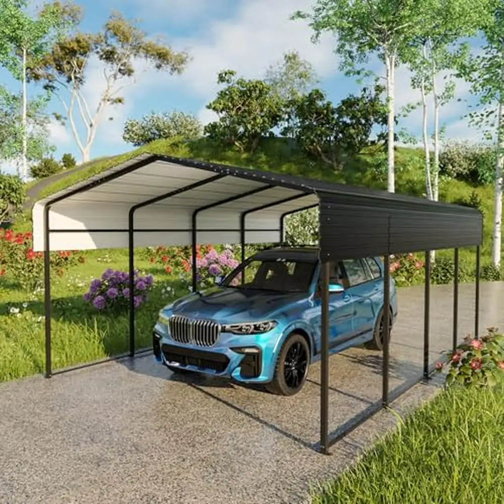 13x20FT Metal Carport Galvanized Steel Roof Canopy Shelter Car Truck Boat Outdoor Activities Sturdy Garage Frame Heavy Duty